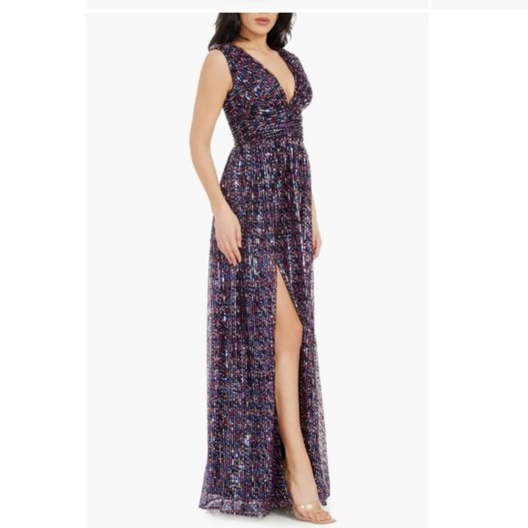 New Dress The Population Black Jaclyn Sequin Sleeveless Gown - size Medium M - Picture 1 of 7